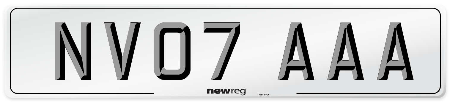 NV07 AAA Number Plate from New Reg